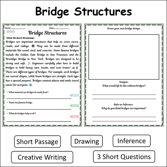 Bridge Structures | Short Reading Comprehension Creative Worksheet