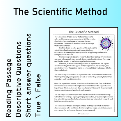 The Scientific Method | Reading Comprehension Passage Printable Worksheet