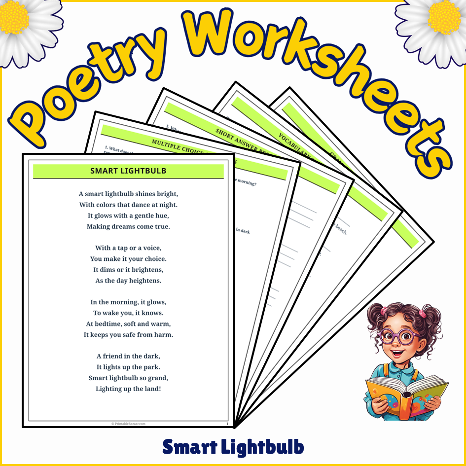 Smart Lightbulb | Poem Grammar Worksheet Printable Activity