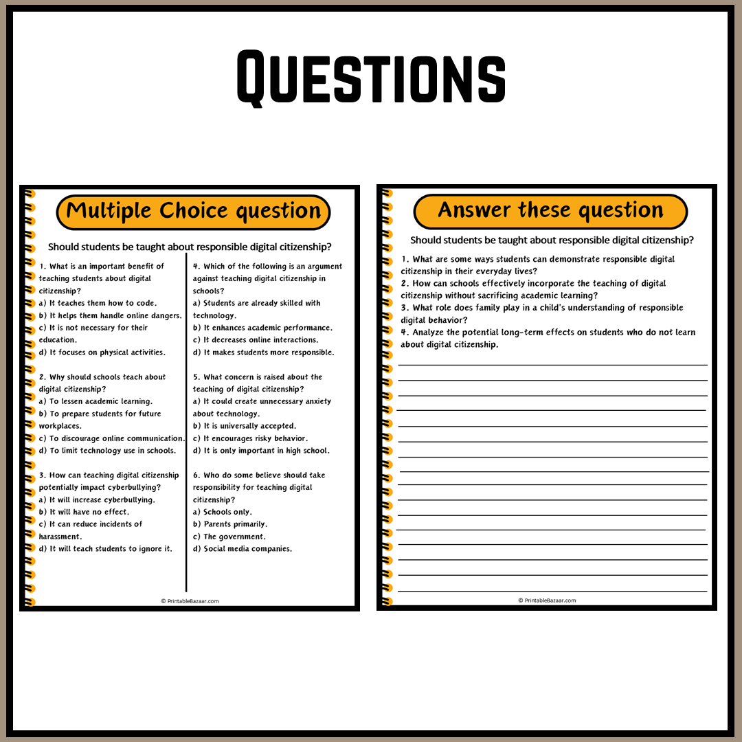 Should students be taught about responsible digital citizenship? | Debate Case Study Worksheet