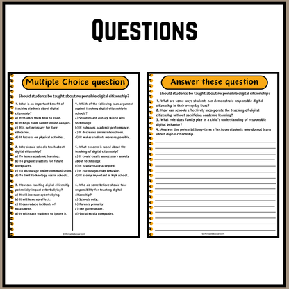 Should students be taught about responsible digital citizenship? | Debate Case Study Worksheet