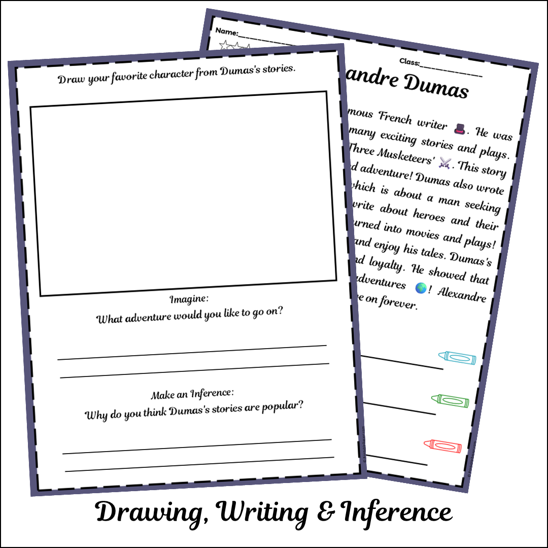 Alexandre Dumas | Short Reading Comprehension Creative Worksheet