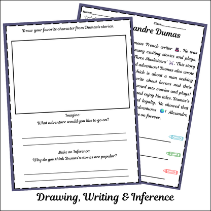 Alexandre Dumas | Short Reading Comprehension Creative Worksheet