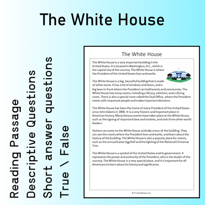 The White House | Reading Comprehension Passage Printable Worksheet