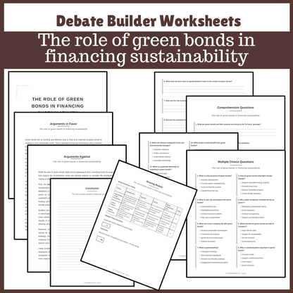 The role of green bonds in financing sustainability | Favour and Against Worksheet Printable Activity