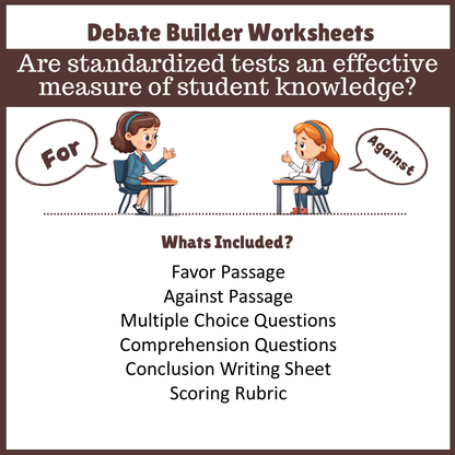 Are standardized tests an effective measure of student knowledge? | Favour and Against Worksheet Printable Activity