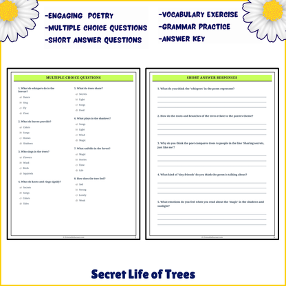 Secret Life of Trees | Poem Grammar Worksheet Printable Activity