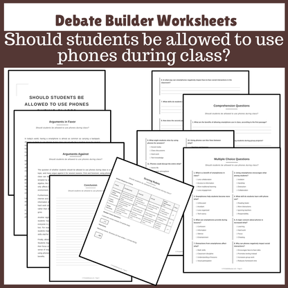 Should students be allowed to use phones during class? | Favour and Against Worksheet Printable Activity