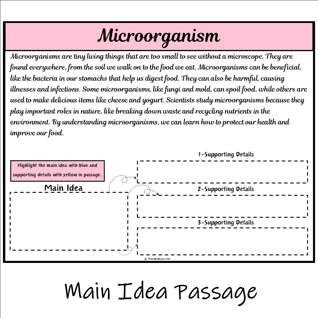 Microorganism | Main Idea and Supporting Details Reading Passage and Questions