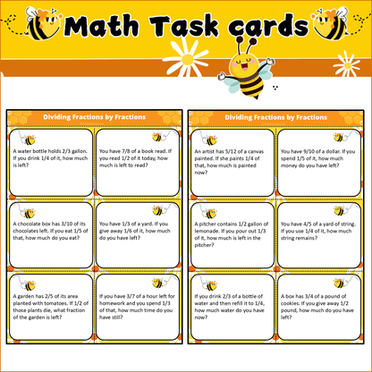 Dividing Fractions by Fractions | Math Task Cards