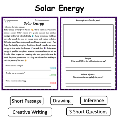 Solar Energy | Short Reading Comprehension Creative Worksheet