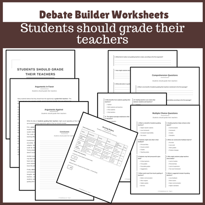 Students should grade their teachers | Favour and Against Worksheet Printable Activity