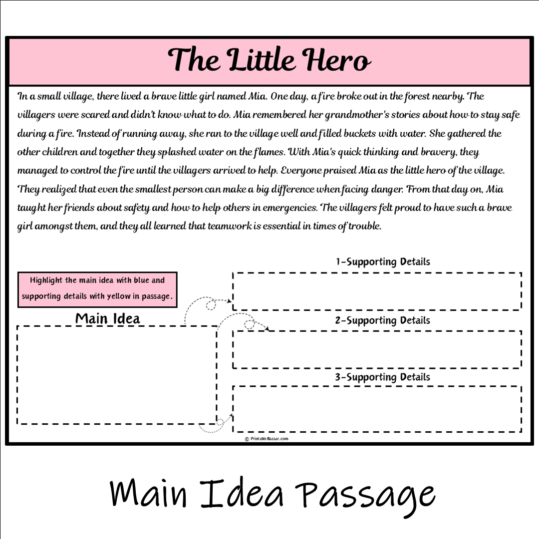 The Little Hero | Main Idea and Supporting Details Reading Passage and Questions