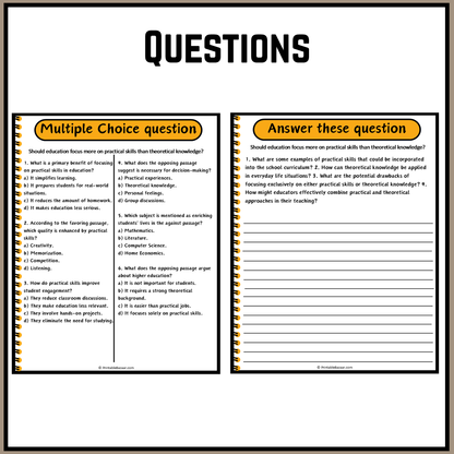 Should education focus more on practical skills than theoretical knowledge? | Debate Case Study Worksheet