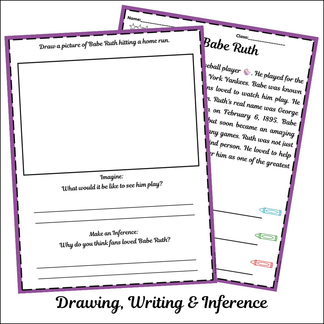 Babe Ruth | Short Reading Comprehension Creative Worksheet