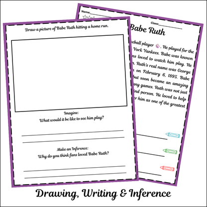 Babe Ruth | Short Reading Comprehension Creative Worksheet