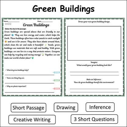 Green Buildings | Short Reading Comprehension Creative Worksheet