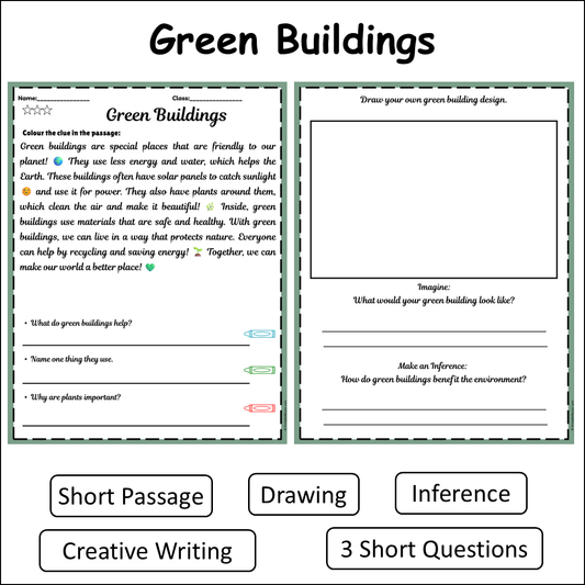Green Buildings | Short Reading Comprehension Creative Worksheet