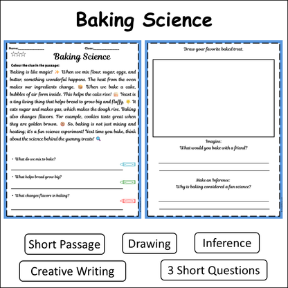 Baking Science | Short Reading Comprehension Creative Worksheet