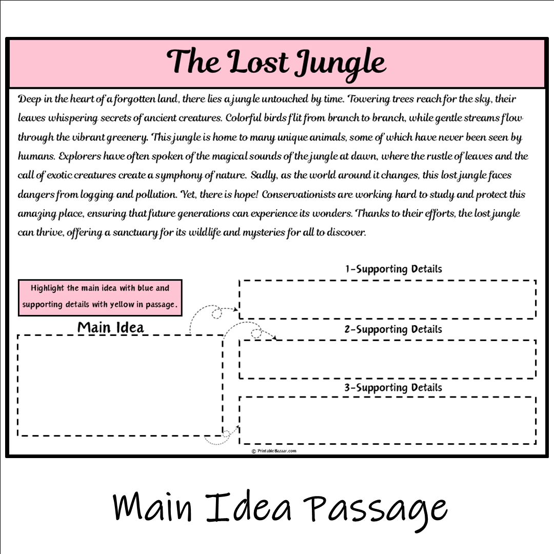 The Lost Jungle | Main Idea and Supporting Details Reading Passage and Questions