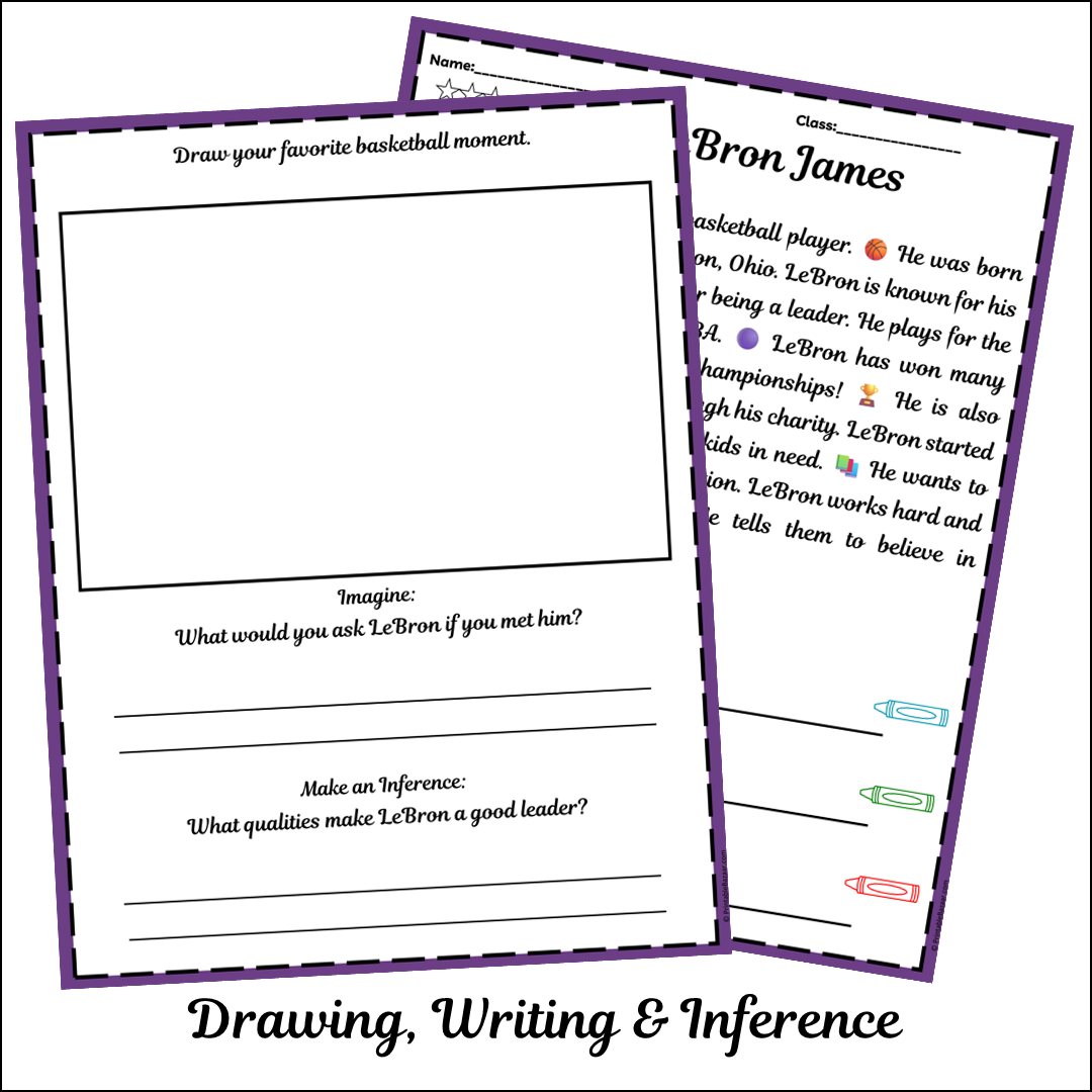 LeBron James | Short Reading Comprehension Creative Worksheet