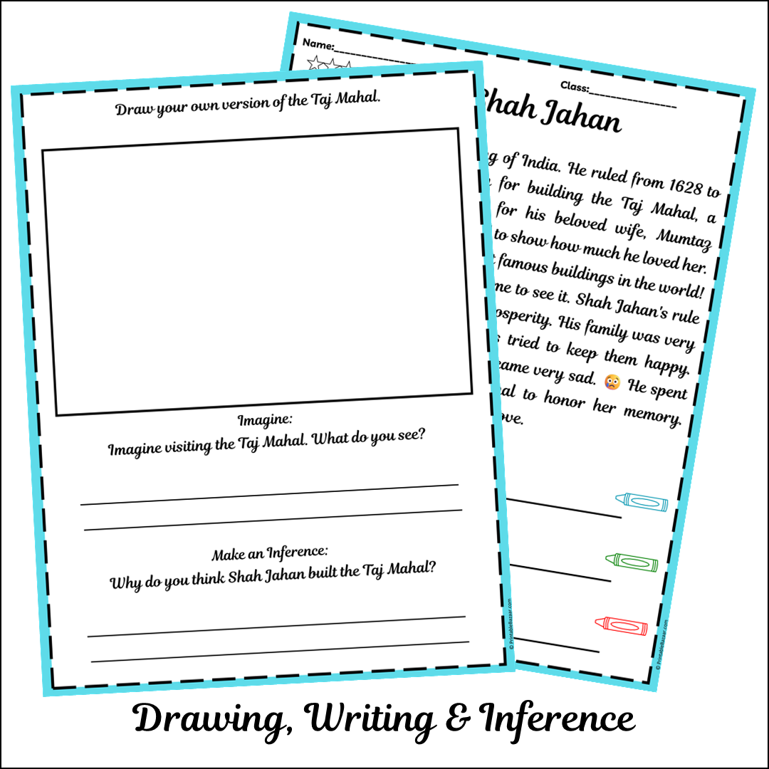 Shah Jahan | Short Reading Comprehension Creative Worksheet