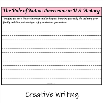 The Role of Native Americans in U.S. History | Main Idea and Supporting Details Reading Passage and Questions