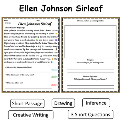 Ellen Johnson Sirleaf | Short Reading Comprehension Creative Worksheet