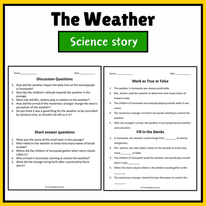 The Weather | Science Story Reading Comprehension Activity