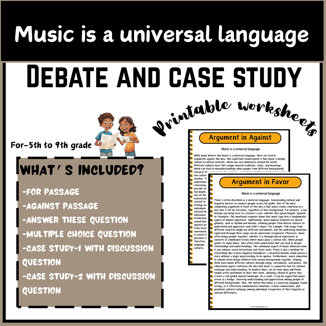 Music is a universal language | Debate Case Study Worksheet