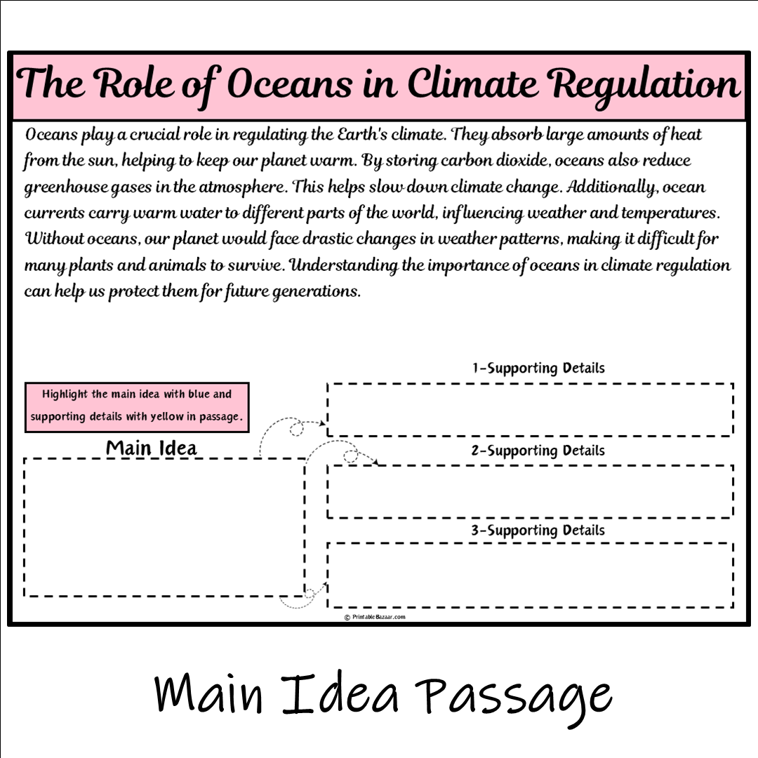 The Role of Oceans in Climate Regulation | Main Idea and Supporting Details Reading Passage and Questions