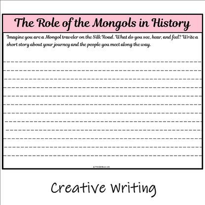 The Role of the Mongols in History | Main Idea and Supporting Details Reading Passage and Questions