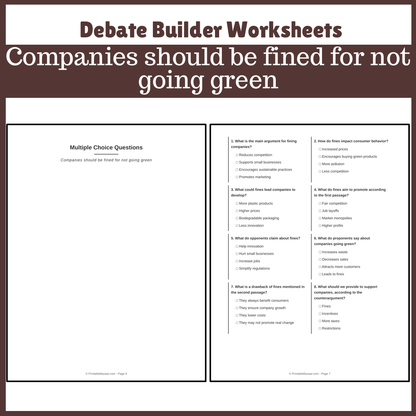 Companies should be fined for not going green | Favour and Against Worksheet Printable Activity