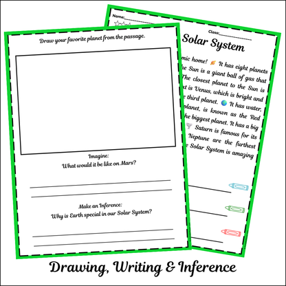 The Solar System | Short Reading Comprehension Creative Worksheet