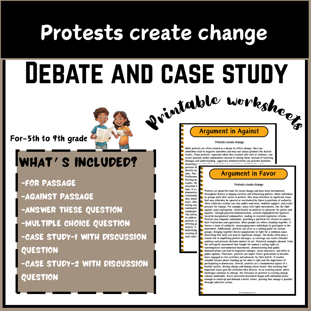 Protests create change | Debate Case Study Worksheet