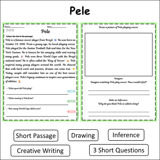 Pele | Short Reading Comprehension Creative Worksheet