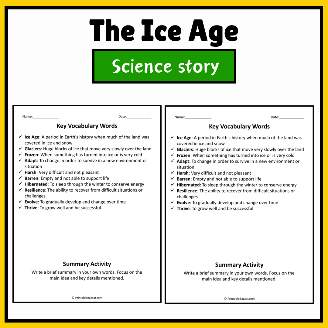 The Ice Age | Science Story Reading Comprehension Activity