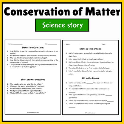 Conservation of Matter | Science Story Reading Comprehension Activity