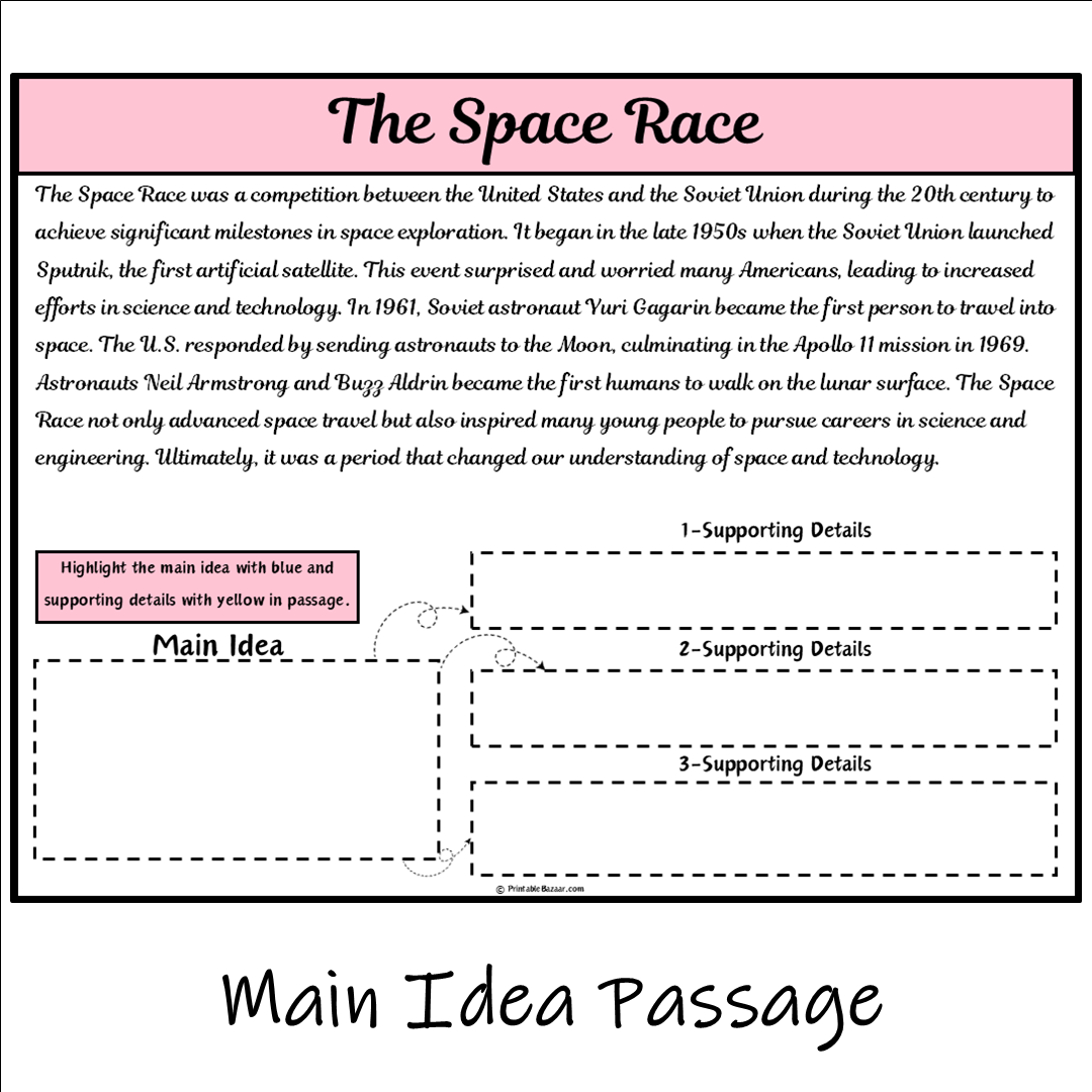 The Space Race | Main Idea and Supporting Details Reading Passage and Questions