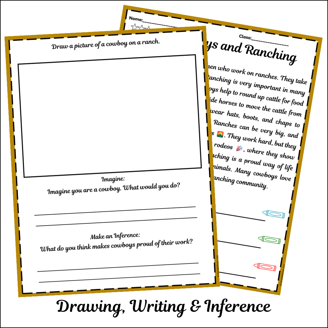 Cowboys and Ranching | Short Reading Comprehension Creative Worksheet
