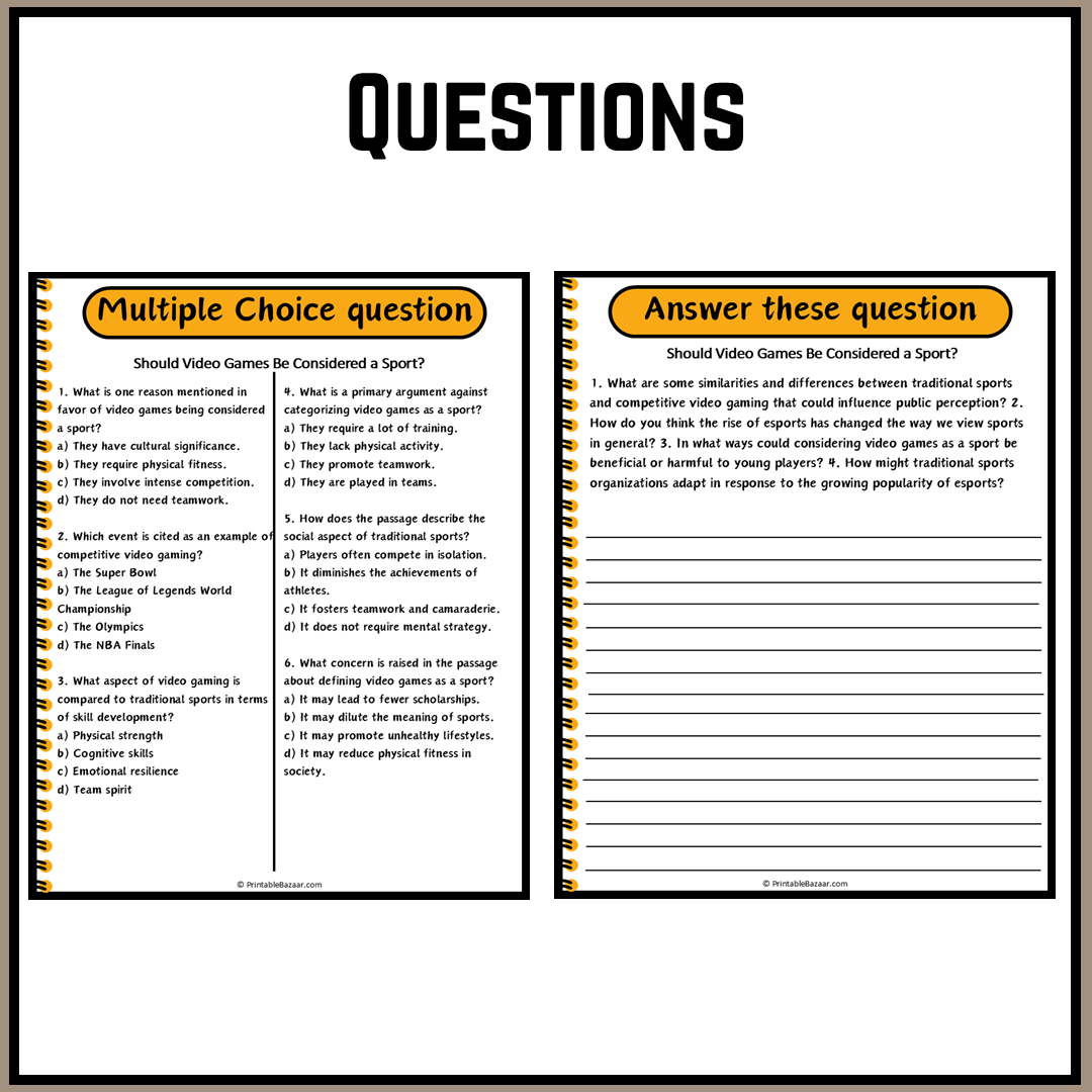 Should Video Games Be Considered a Sport? | Debate Case Study Worksheet