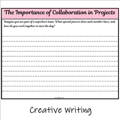 The Importance of Collaboration in Projects | Main Idea and Supporting Details Reading Passage and Questions
