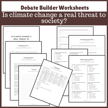 Is climate change a real threat to society? | Favour and Against Worksheet Printable Activity