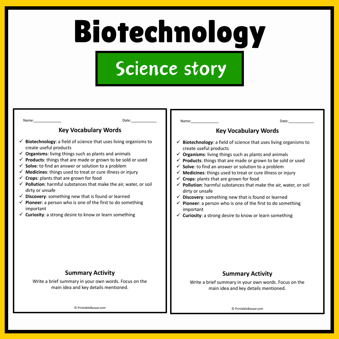 Biotechnology | Science Story Reading Comprehension Activity