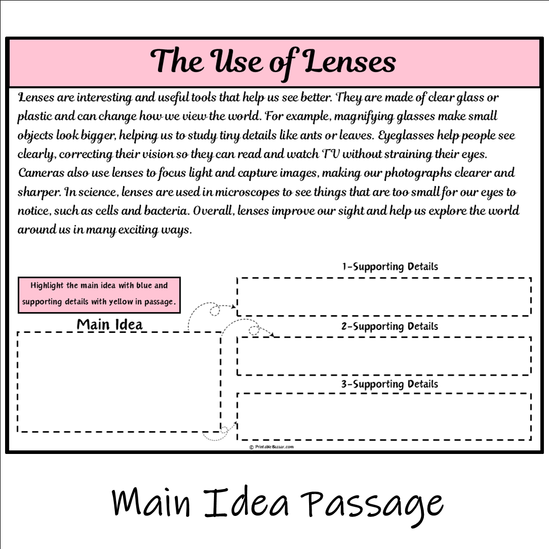 The Use of Lenses | Main Idea and Supporting Details Reading Passage and Questions