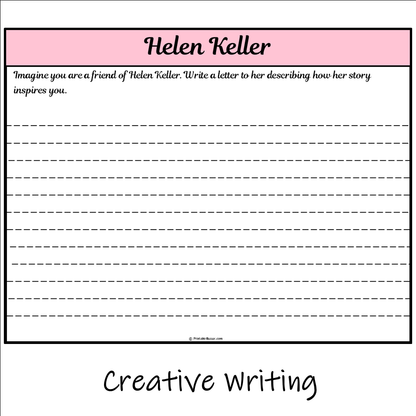 Helen Keller | Main Idea and Supporting Details Reading Passage and Questions