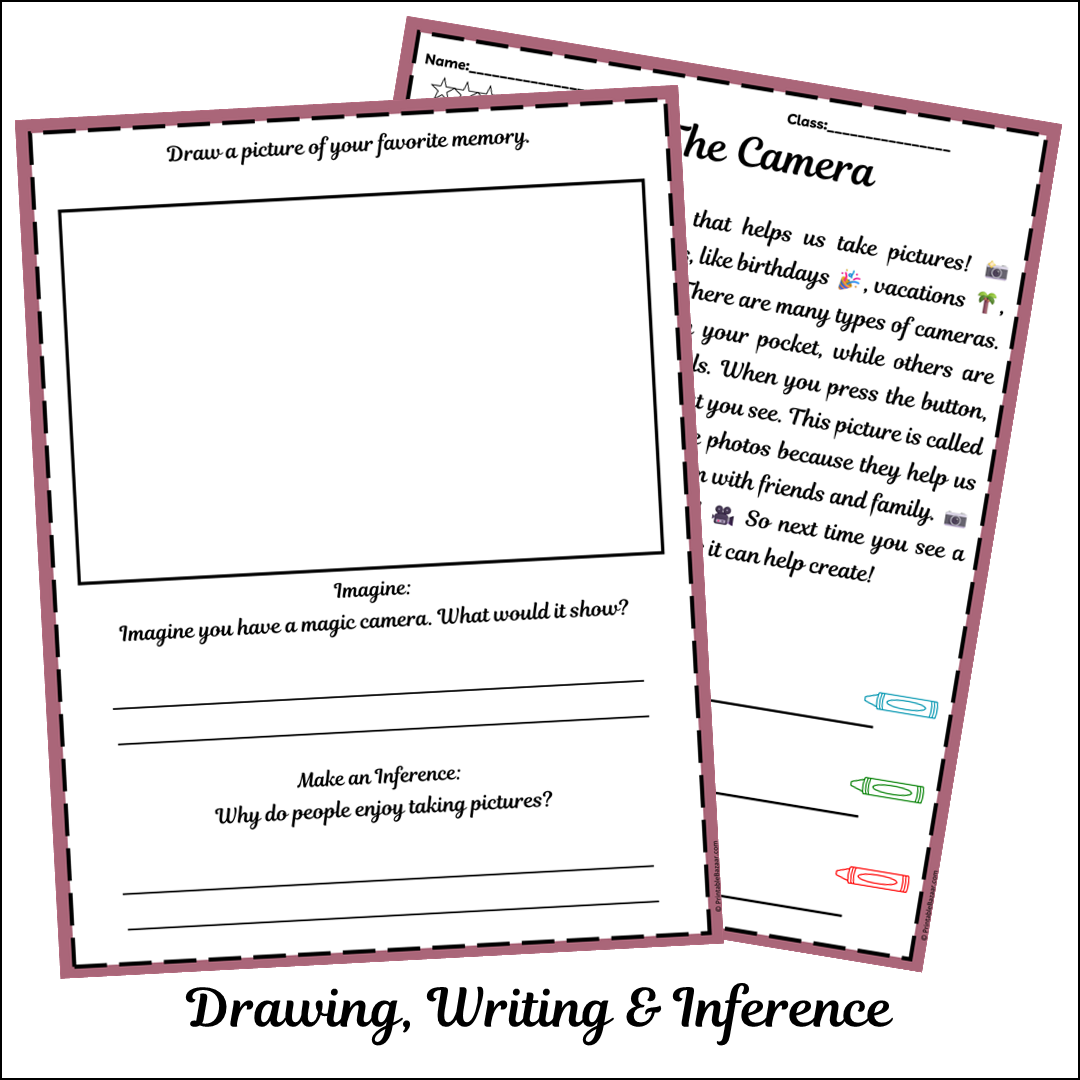 The Camera | Short Reading Comprehension Creative Worksheet