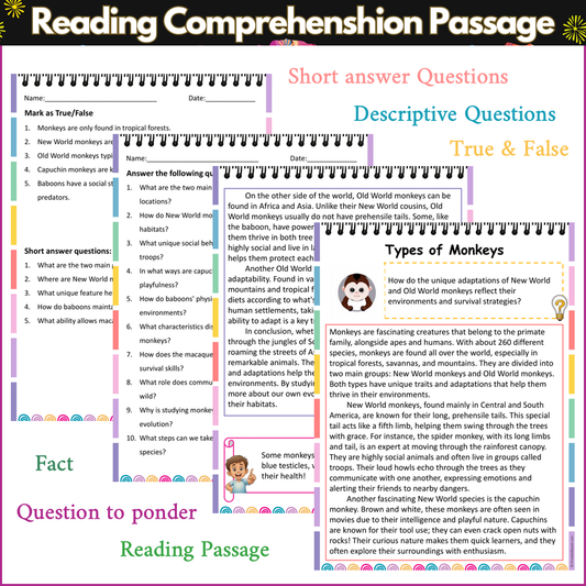 Types of Monkeys | Reading Comprehension Passage and Questions