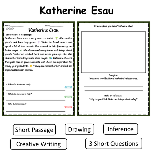 Katherine Esau | Short Reading Comprehension Creative Worksheet
