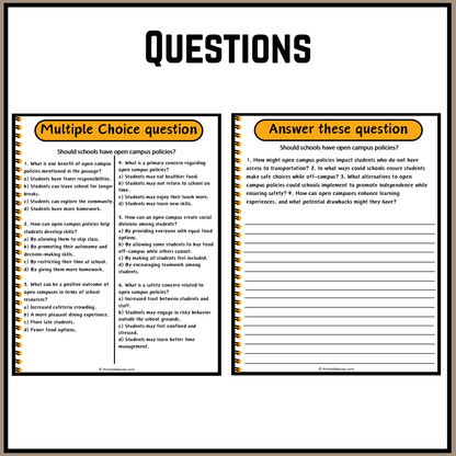 Should schools have open campus policies? | Debate Case Study Worksheet